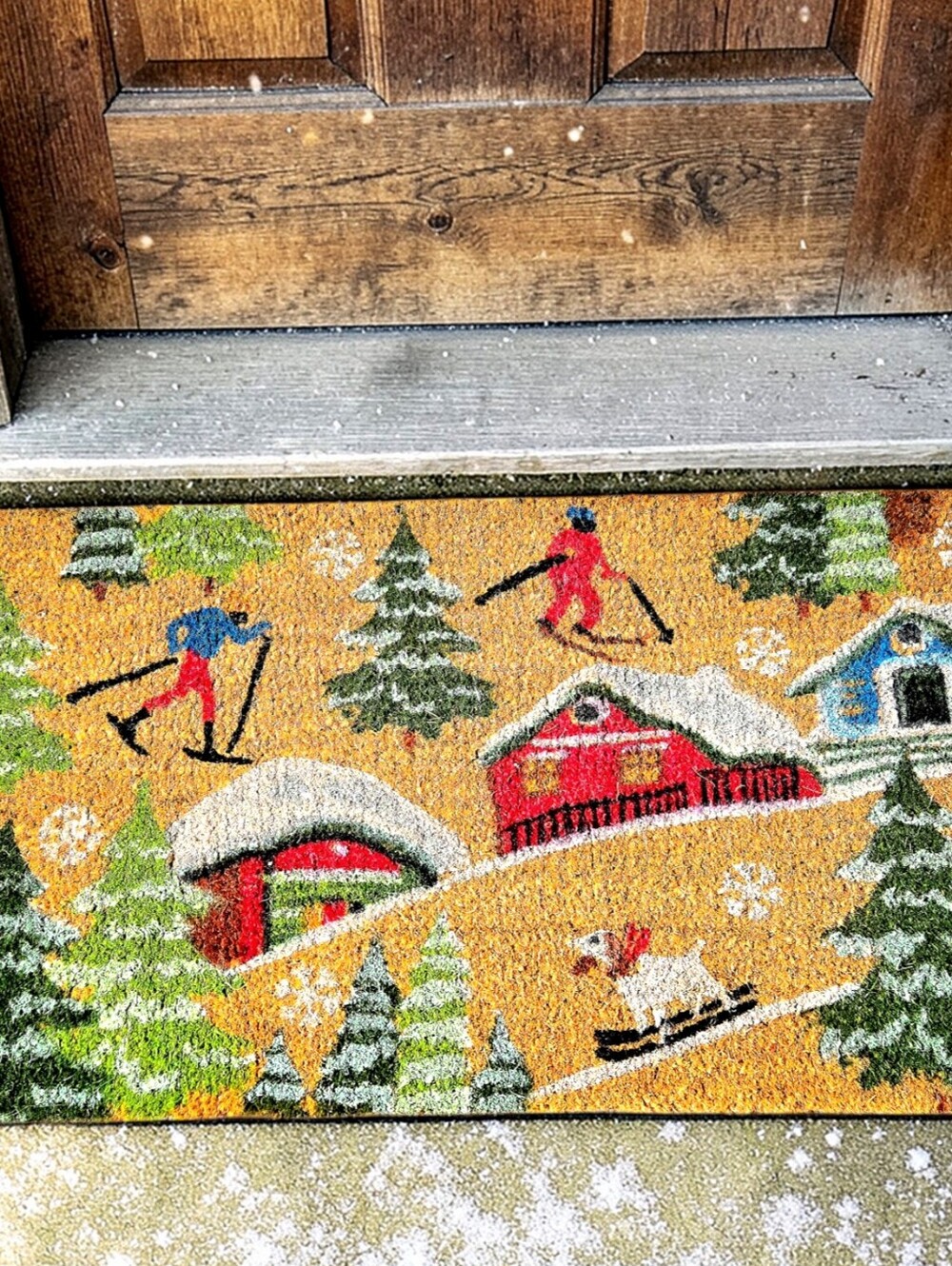Coir Ski Chalet Doormat Rustic Winter Holiday Christmas Decor Unbranded